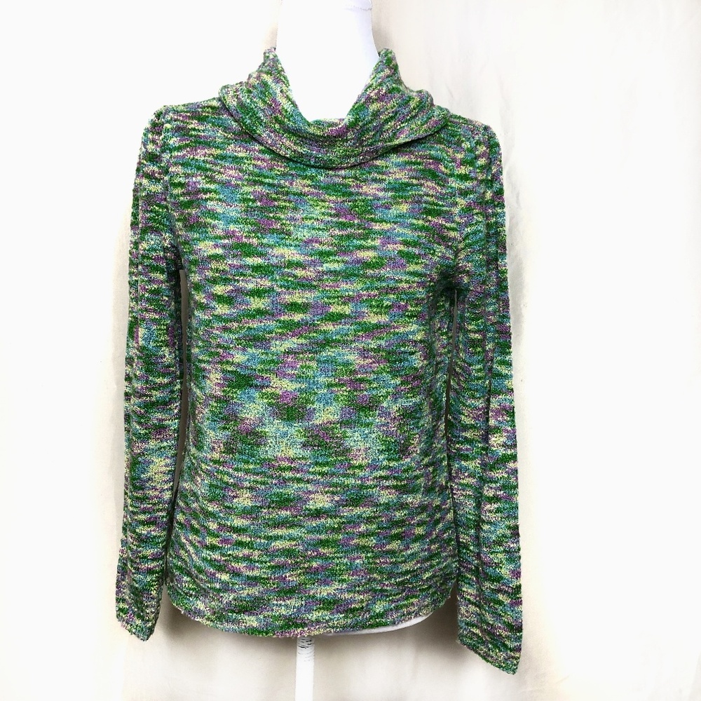 Kim Rogers Cowl Neck Multi-Color Sweater M Petite